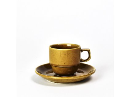Porcelánový šálek s podšálkem v rustikáním stylu na espresso - 110 ml