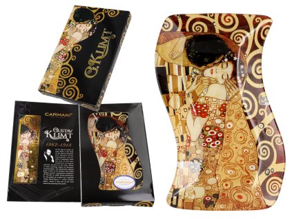 Skleněný prohnutý talíř G. Klimt Polibek