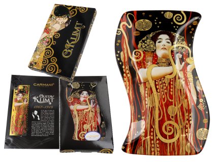 Skleněný prohnutý talíř G. Klimt Hygieia