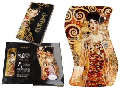 Skleněný prohnutý talíř G. Klimt Adela