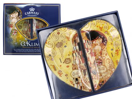 Skleněný talíř 2 ks Gustav Klimt Polibek
