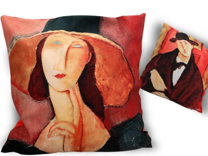Polštář A. Modigliani Žena v klobouku a Mario Varvogli