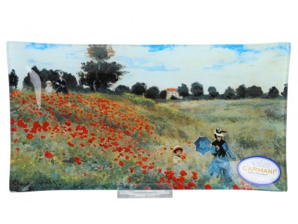 Skleněný talíř C. Monet pole Vlčí mák.