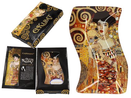 Skleněný prohnutý talíř G. Klimt Adela