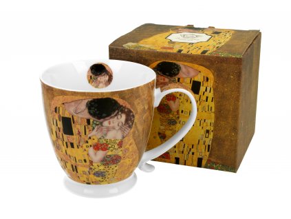 Porcelánový hrnek na stopce, dekor G. Klimt POLIBEK v dárkové krabičce 480 ml