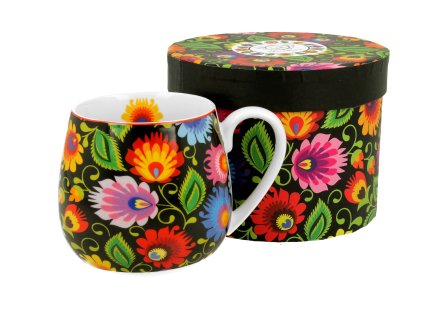 Porcelánový hrnek buclák, dekor ETNIC v dárkové krabičce 430 ml