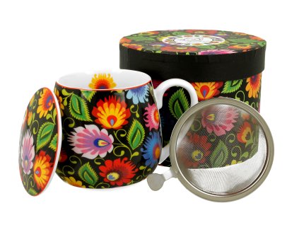 Porcelánový hrnek buclák, dekor ETNIC v dárkové krabičce 430 ml