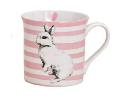 GW - Porcelánový hrníček, Králíček s růžovými pruhy - 330 ml