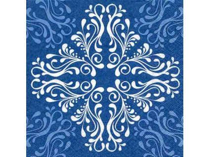 Dezertní třívrstvé ubrousky Pattern tile blue, 20 ks