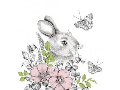 Dezertní třívrstvé ubrousky Graphite bunny, 20 ks