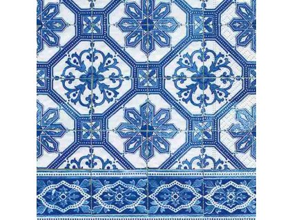Dezertní třívrstvé ubrousky Blue tiles, 20 ks
