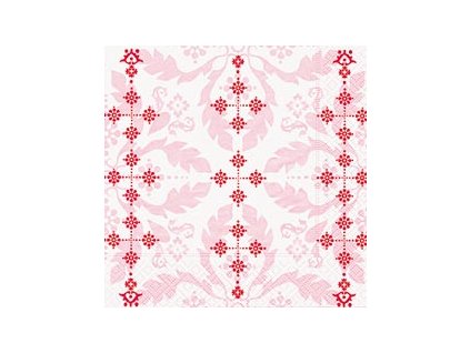 Dezertní třívrstvé ubrousky Spring pattern red, 20 ks