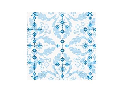 Dezertní třívrstvé ubrousky Spring pattern blue, 20 ks