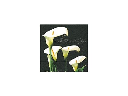 Dezertní třívrstvé ubrousky Calla lily black, 20 ks