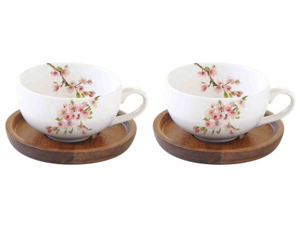 Sada porcelánových šálků a podšálků na espresso Sakura v dárkové krabičce