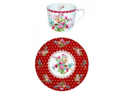 Porcelánový šálek a podšálek JARDIN SECRET v dárkové krabičce