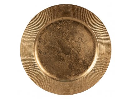 Clayre & Eef - Melaminový talířový tác, barva starozlatá patina I - Ø 33 cm