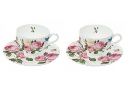 Porcelánová sada dvou šálků s podšálky na espresso ROMANTIC v dárkové krabičce