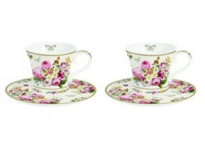 Porcelánová sada dvou šálků s podšálky na espresso BLOOMING OPULENCE v dárkové krabičce