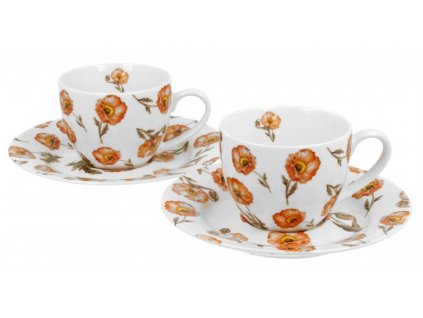 Porcelánová sada šálků s podšálkem na espresso Vlčí mák, divoký v dárkové krabičce.