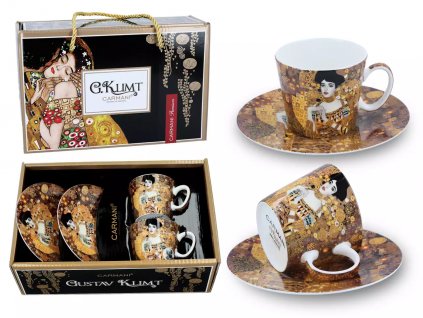 Carmani - Porcelánové šálky s podšálkem G. Klimt, Adela na espresso v dárkové krabičce - 2*125 ml
