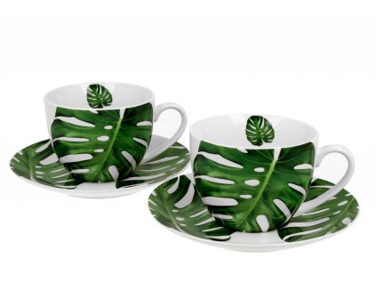 Porcelánová sada šálků s podšálkem MONSTERA v dárkové krabičce.