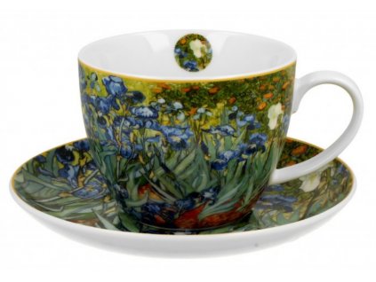Porcelánový šálek s podšálkem William Morris, IRISES v dárkové krabičce 470 ml