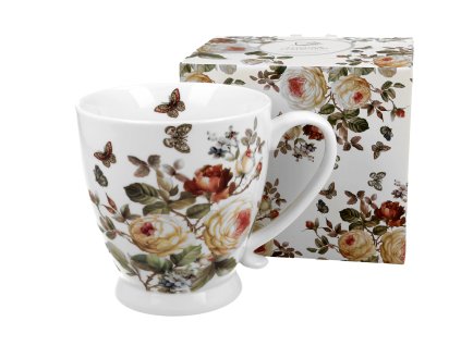 Porcelánový hrnek na stopce ZAHRA, růže v dárkové krabičce