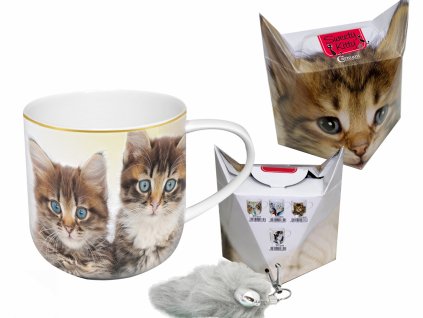 Porcelánový hrníček KOŤÁTKA v dárkové krabičce s ocáskem