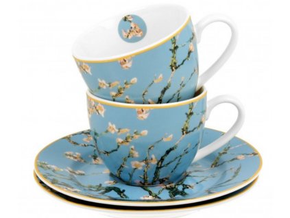 Porcelánové šálky s podšálky na espresso V. van Gogh Almond Blossom v dárkové krabičce