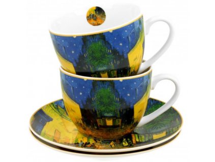 Porcelánové šálky s podšálky V. van Gogh TERASA V NOCI v dárkové krabičce