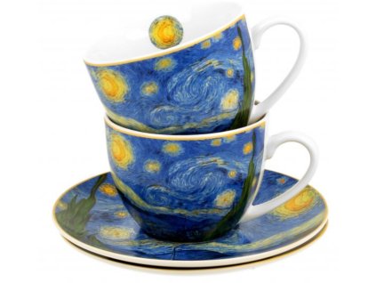 Porcelánové šálky s podšálky V. van Gogh STARRY NIGHT v dárkové krabičce