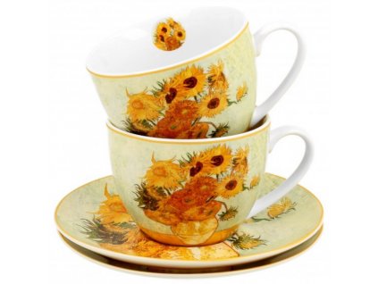Porcelánové šálky s podšálkyV. van Gogh SUNFLOWERS v dárkové krabičce