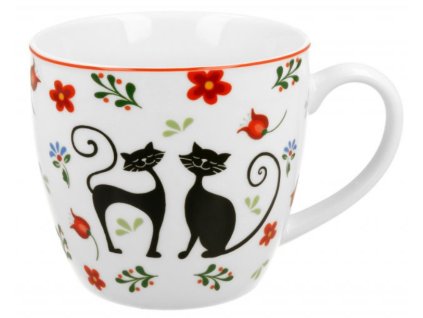 Porcelánový snídaňový hrnek KOČKY ETNO v přebalu 460 ml