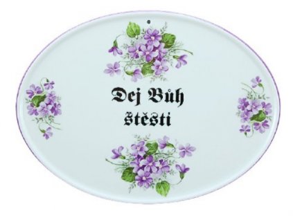 Porcelánové boží požehnání na zavěšení FIALKY - 24,5*18 cm