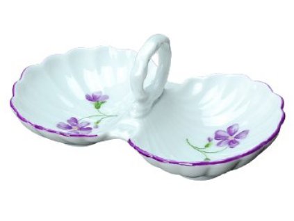 Porcelánová dvoudílná slánka FIALKY - 12 cm