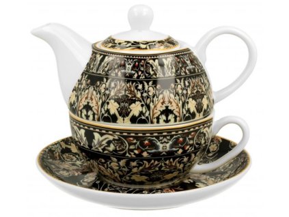 Porcelánový šálek se skleněnou konvičkou a podšálkem v dárkové krabičce William Morris ACANTHUS LEAVES.