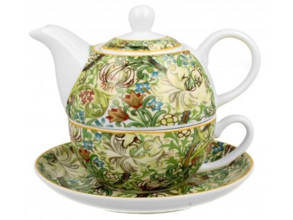 Porcelánový šálek s konvičkou a podšálkem v dárkové krabičce William Morris GOLDEN LILLY.