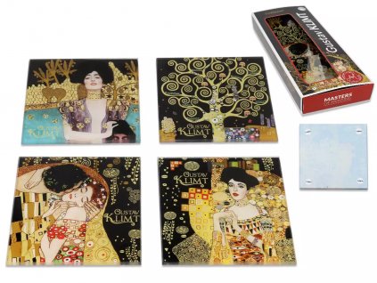 Sada 4 skleněných tácků G. Klimt v dárkovém balení