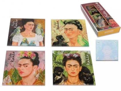 Sada 4 skleněných tácků F. Kahlo v dárkovém balení