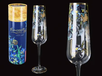 Sklenice na víno G. Klimt, V. van Gogh, Kosatce v dárkovém balení