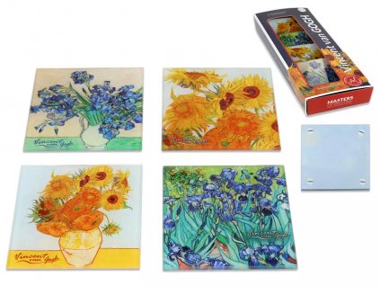 Sada 4 skleněných tácků pod skleničky, V. van Gogh v dárkovém balení