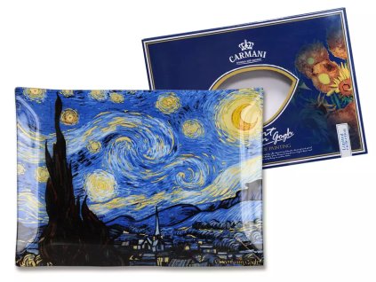 Skleněný talíř V. van Gogh, Hvězdná noc v dárkovém balení.