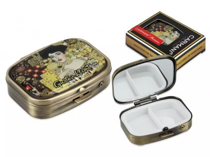 Carmani - Obdélníková krabička na tablety LÉKOVKA se zrcátkem, G. Klimt, Adela - 5,5*4*1,5 cm