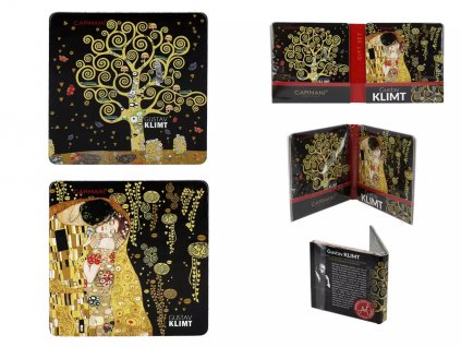 Carmani - Korkové prostírání pod skleničky G. Klimt v dárkovém balení 2 ks - 10*10 cm