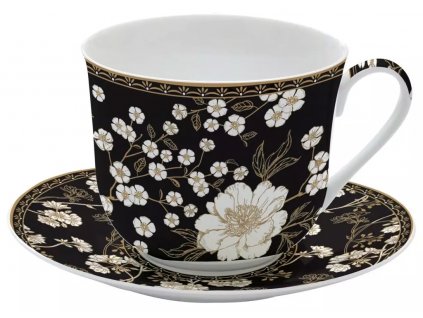 Easy Life - Porcelánový hrnek s podšálkem Art Deco & Flowers v dárkové krabičce - 400 ml