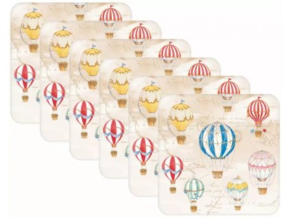 Easy Life - Korkové podložky Air Balloons 6 ks - 10,5*10,5 cm
