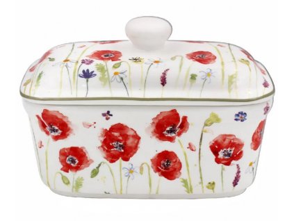 Leonardo - Porcelánová máslenka Poppy Field - vlčí mák na 250 g máslo - 17*10*11 cm