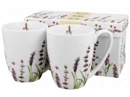 DG - Porcelánové hrníčky CLASSIC LAVENDER v dárkové krabičce  - 2* 380 ml