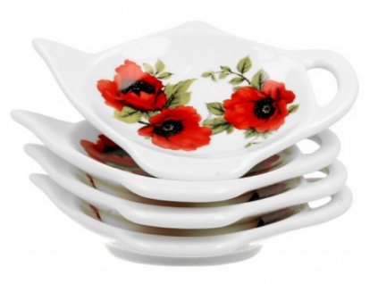 DG - Sada porcelánových podčajníků LINA, Vlčí mák 4 ks - 12*8,5 cm